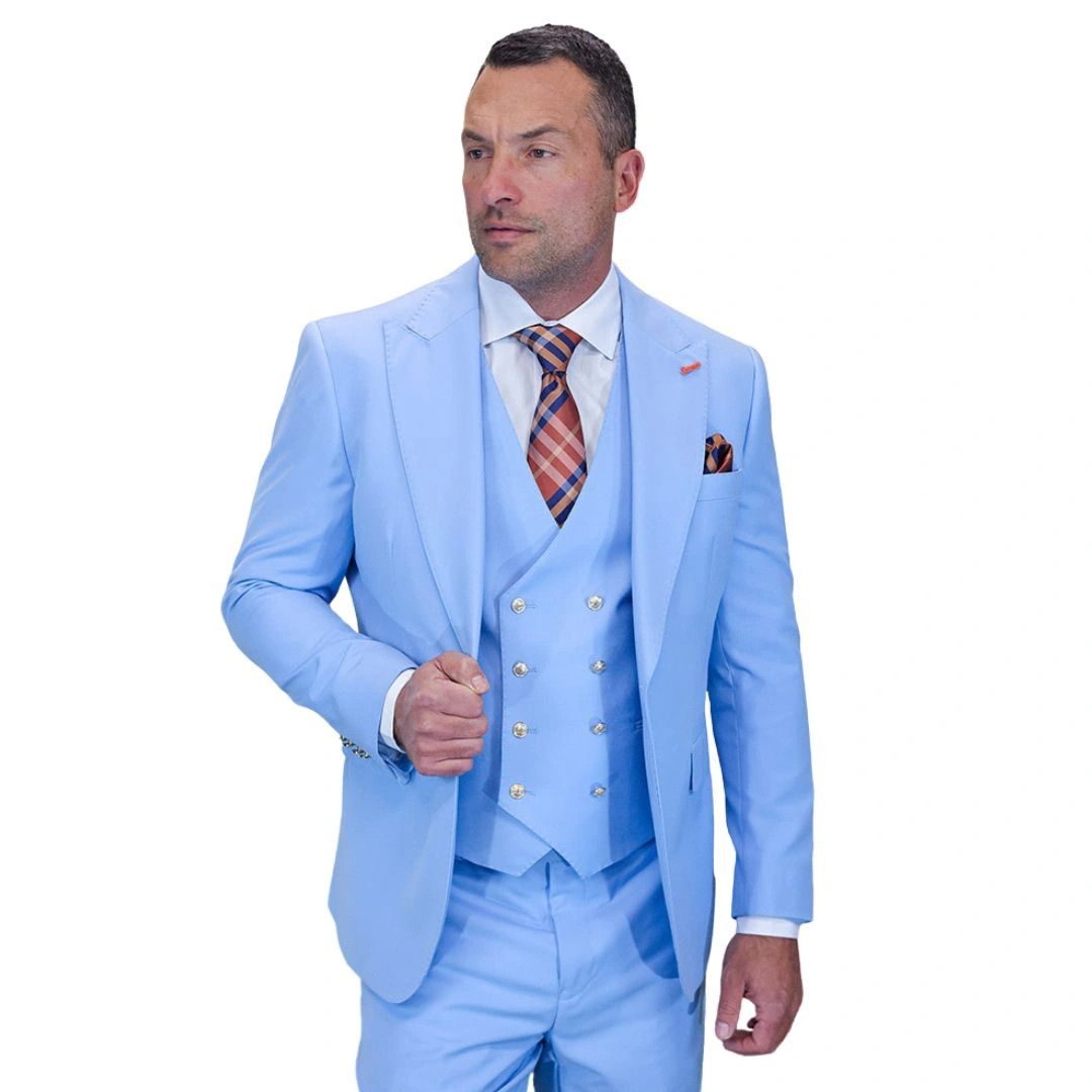 Colección Aether Crest: Elegante Traje Azul Cielo Moderno de 3 Piezas, ¡Imprescindible!